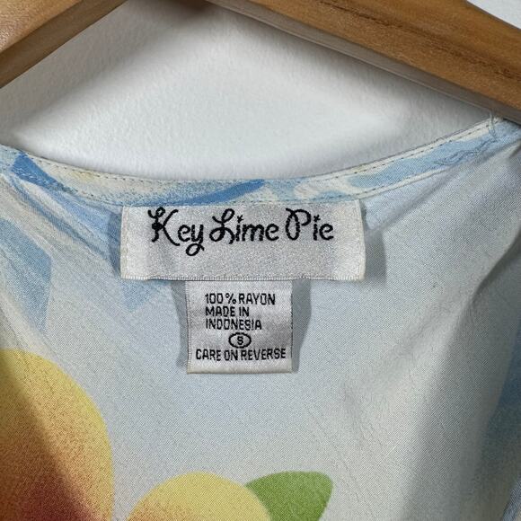 Key Lime Pie Dress Women S Blue Floral Fish Tank Midi Y2K Sequin Tropical Spring - Picture 4 of 8